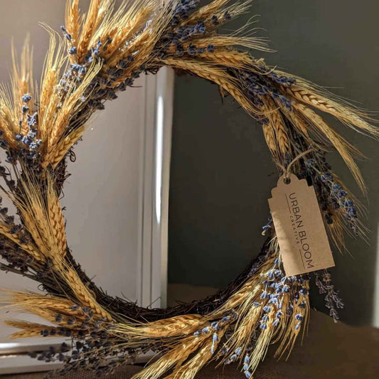 Dried Lavender & Bearded Wheat Wreath | 35cm