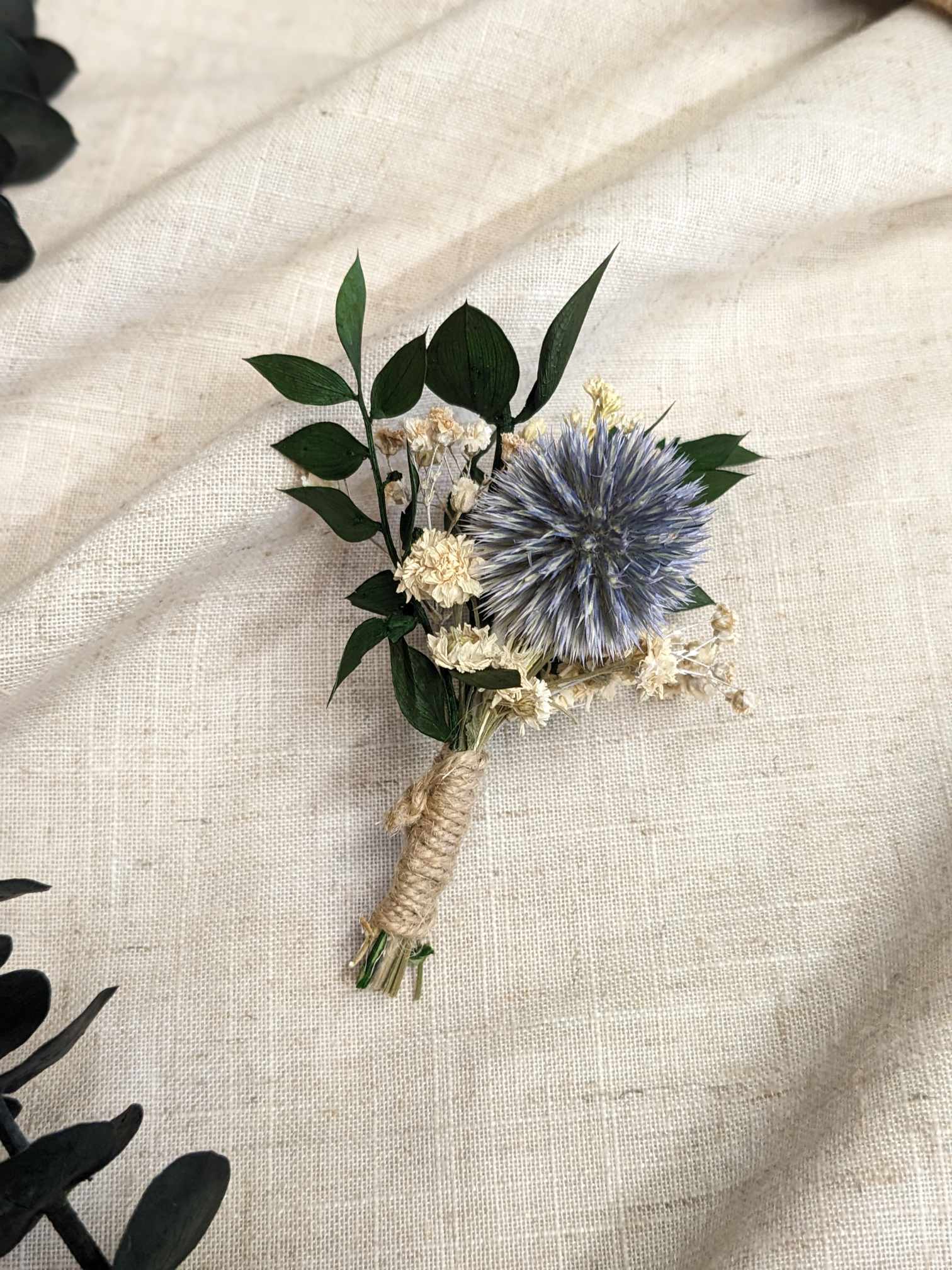 Dried Scottish Thistle & Italian Ruscus Buttonhole