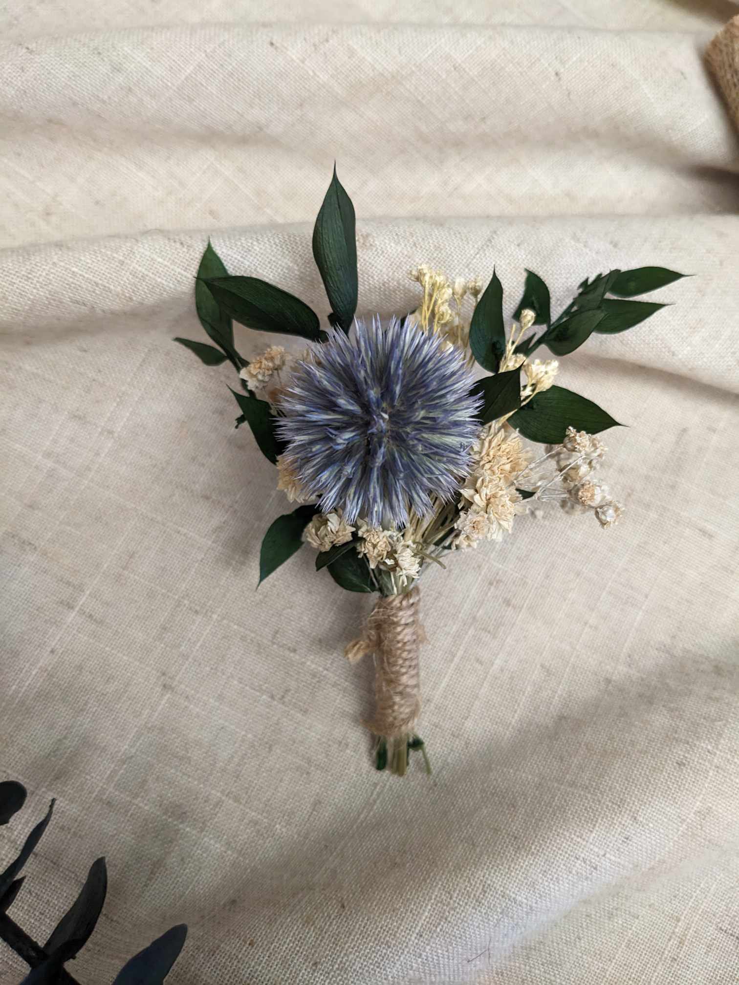 Dried Scottish Thistle & Italian Ruscus Buttonhole