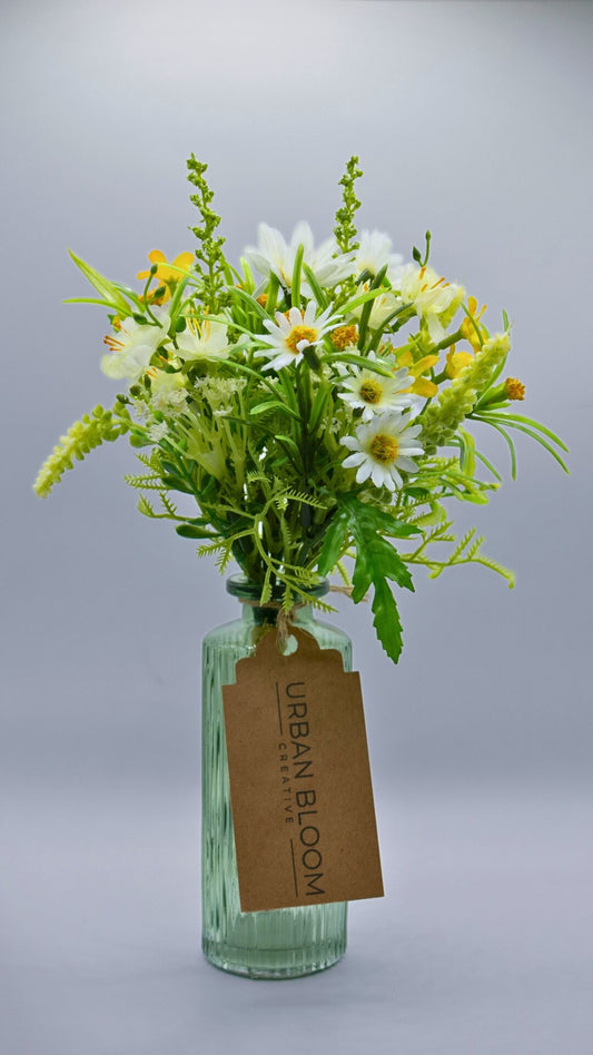 Artificial White Summer Daisy Mixed Blossom Bunch 20cm/8 Inches Tall